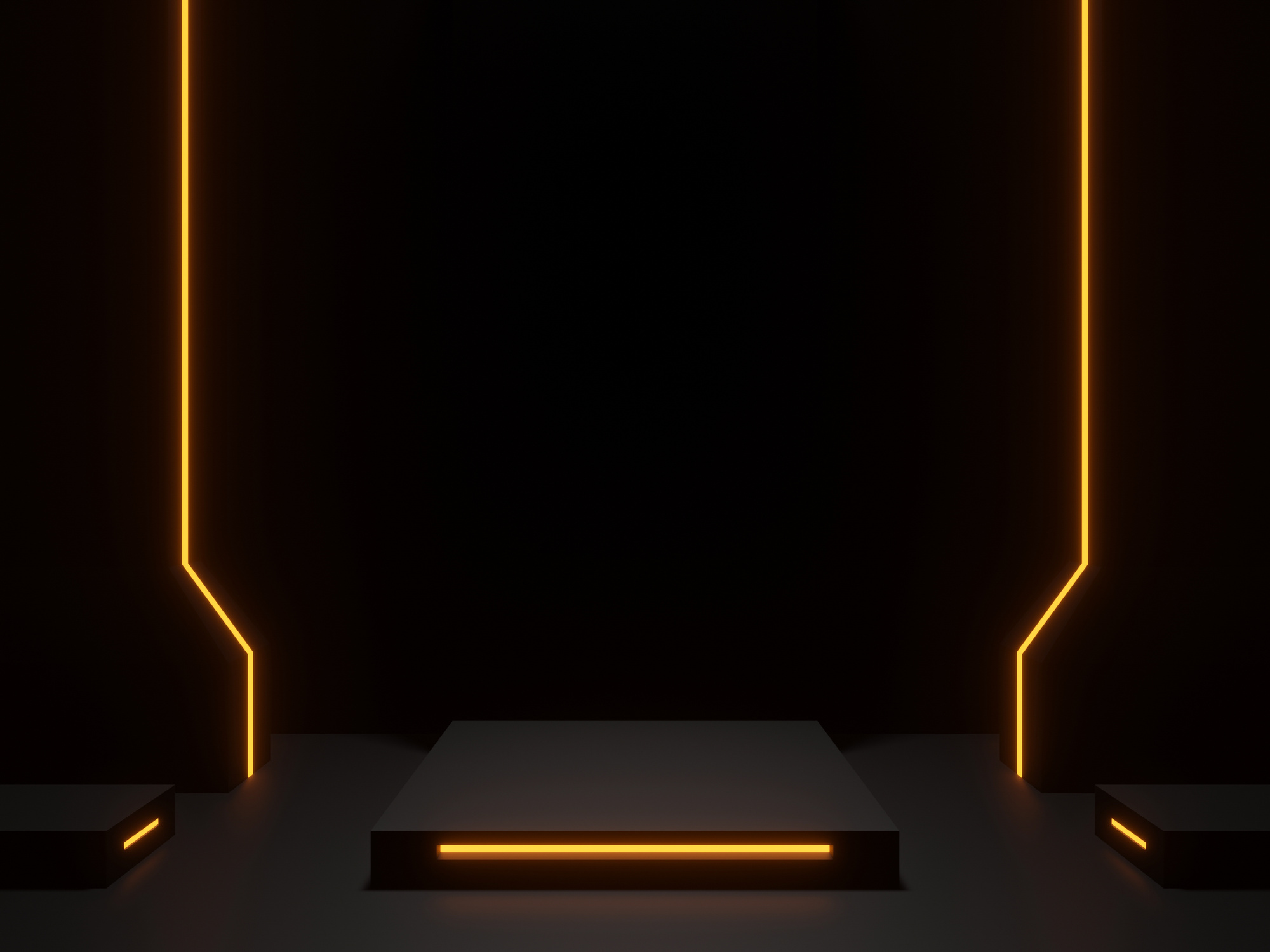 Black Podium with Gold Neon Lights